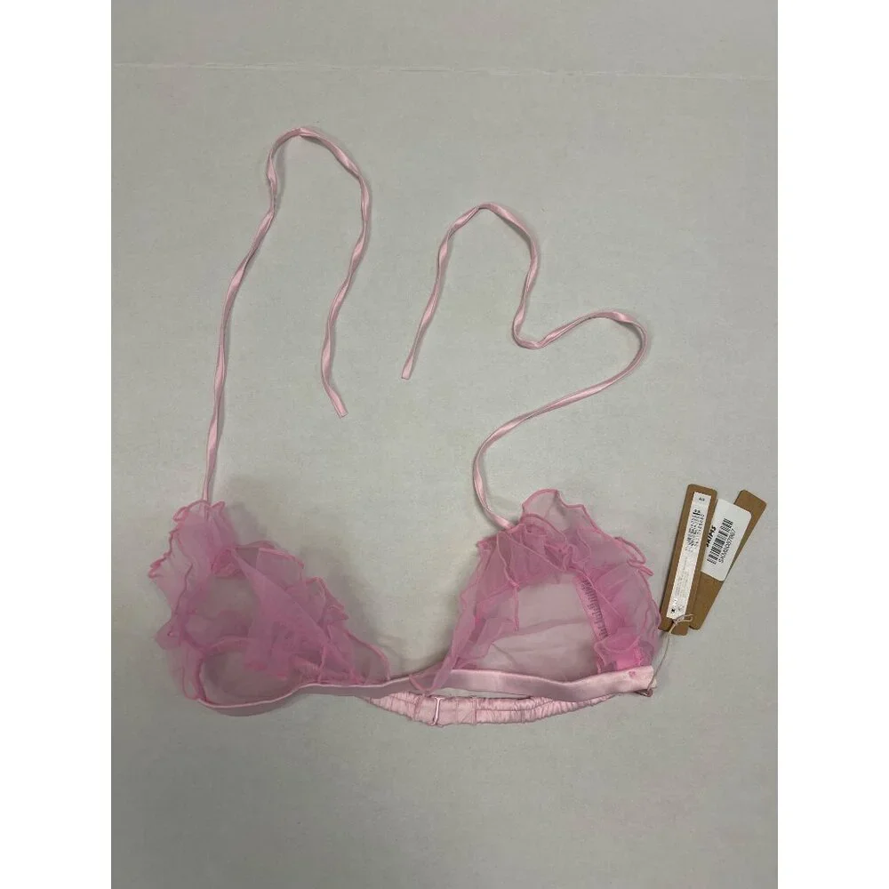 SKIMS Embroidered Tulle Triangle Bra Bubble Gum Size Small NWT - Picture 4 of 6
